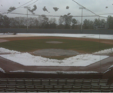 (Photo taken after the infield tarp was removed)